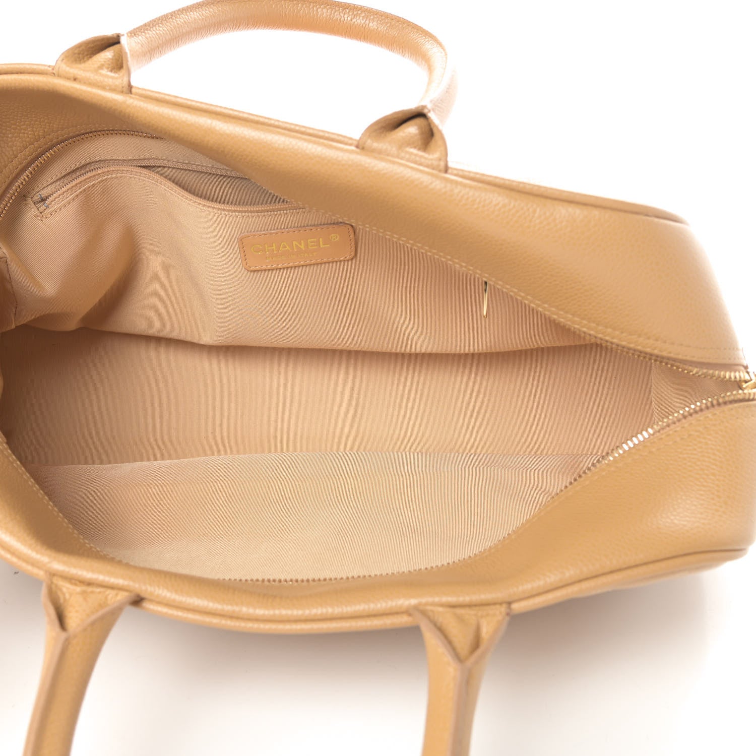 Chanel Caviar Quilted Large Bowler Bag Beige 5 of 20