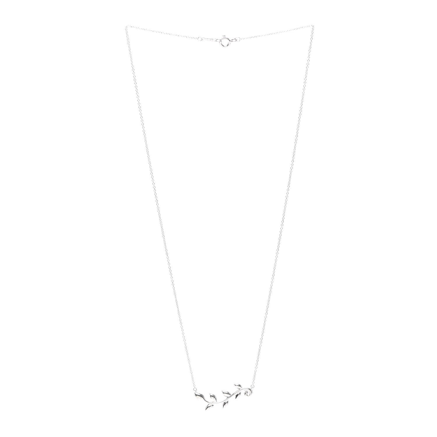Tiffany Sterling Silver Paloma Picasso Olive Leaf Vine Pendant Necklace 3 of 6