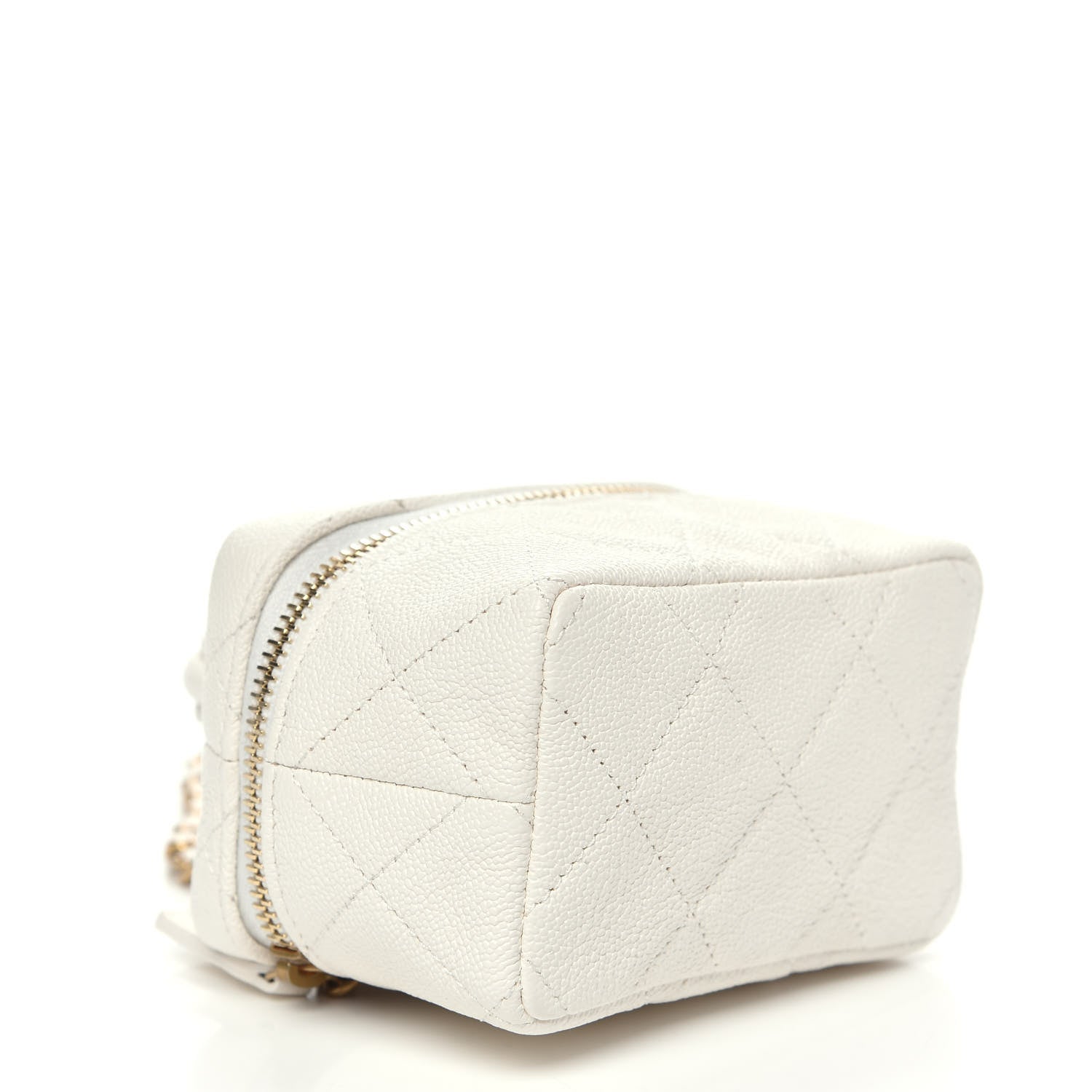 Chanel Caviar Quilted Mini Top Handle Vanity With Chain White 4 of 10