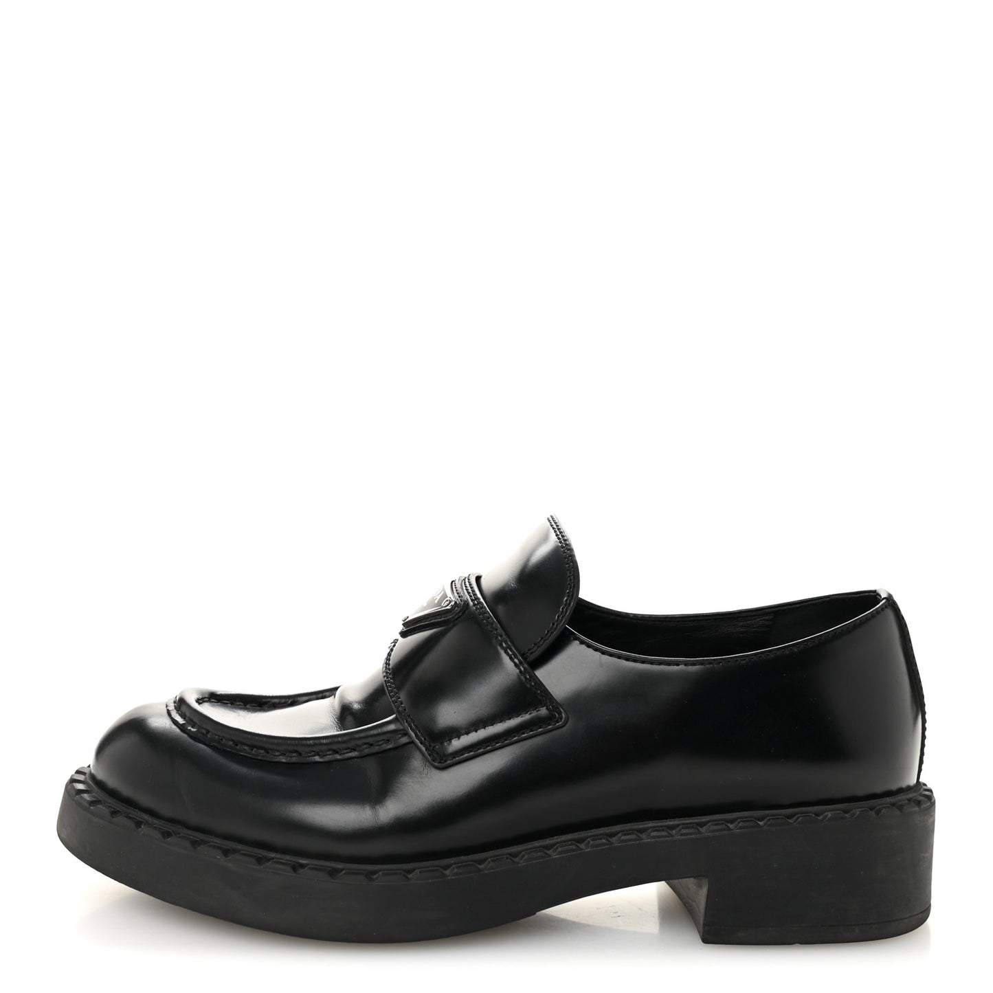 Spazzolato Metal Triangle Logo 40mm Loafers 39 Black
