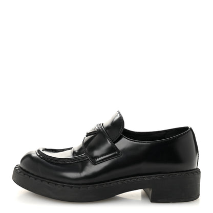 Prada Spazzolato Metal Triangle Logo 40mm Loafers 39 Black 1 of 9