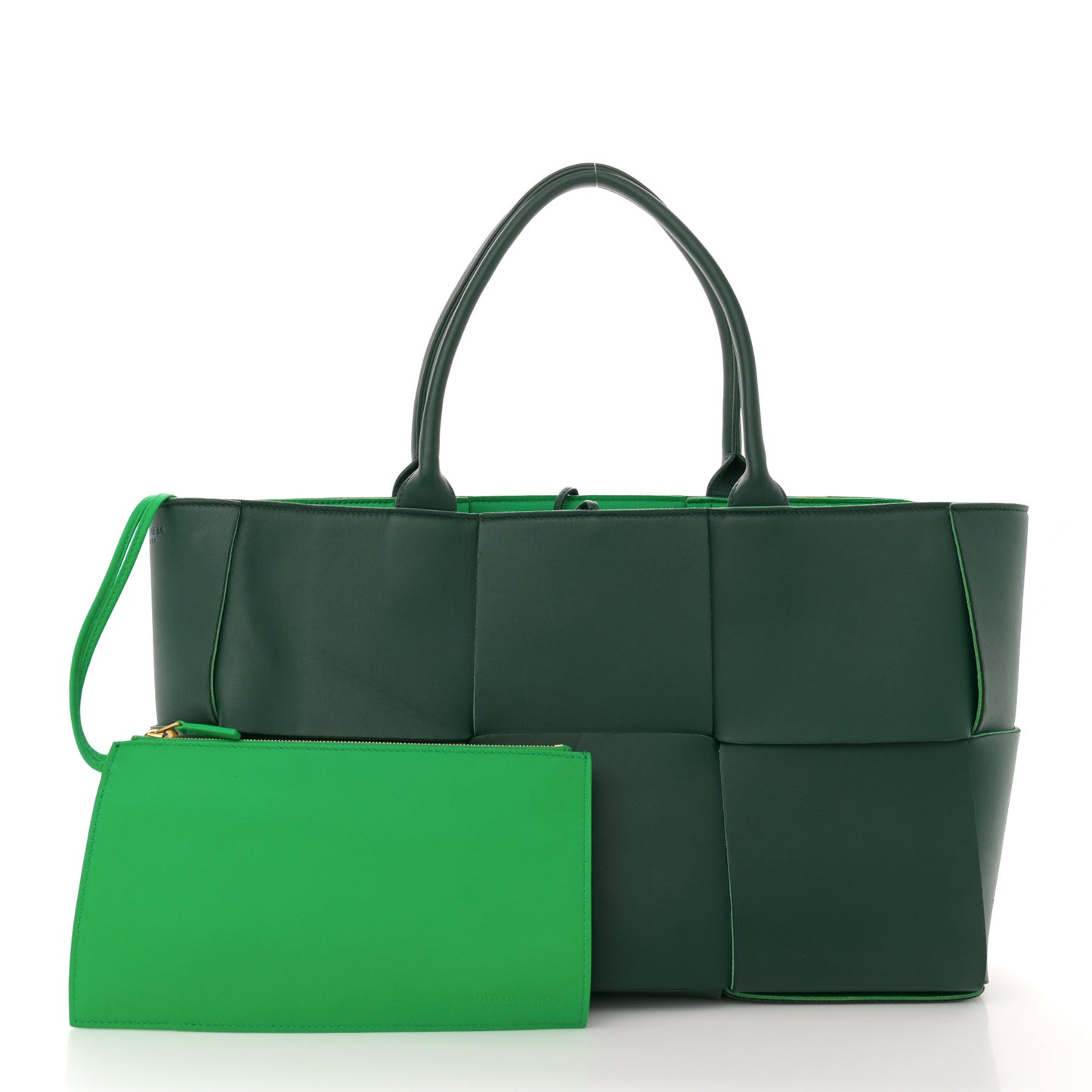 Calfskin Maxi Intrecciato Medium Arco Tote Raintree