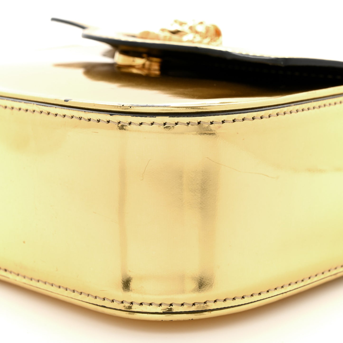 Metallic Calfskin Mini La Medusa Bag Gold