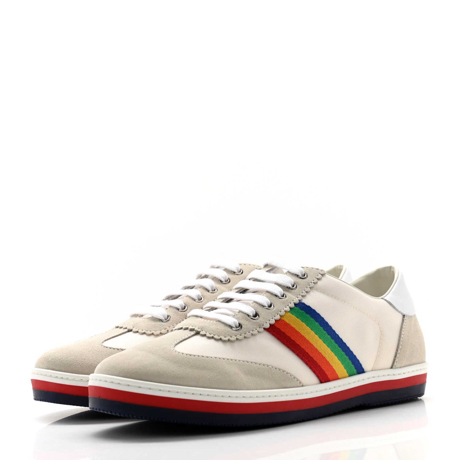 Gucci Suede Rainbow Womens G74 Sneakers 38 White 3 of 9