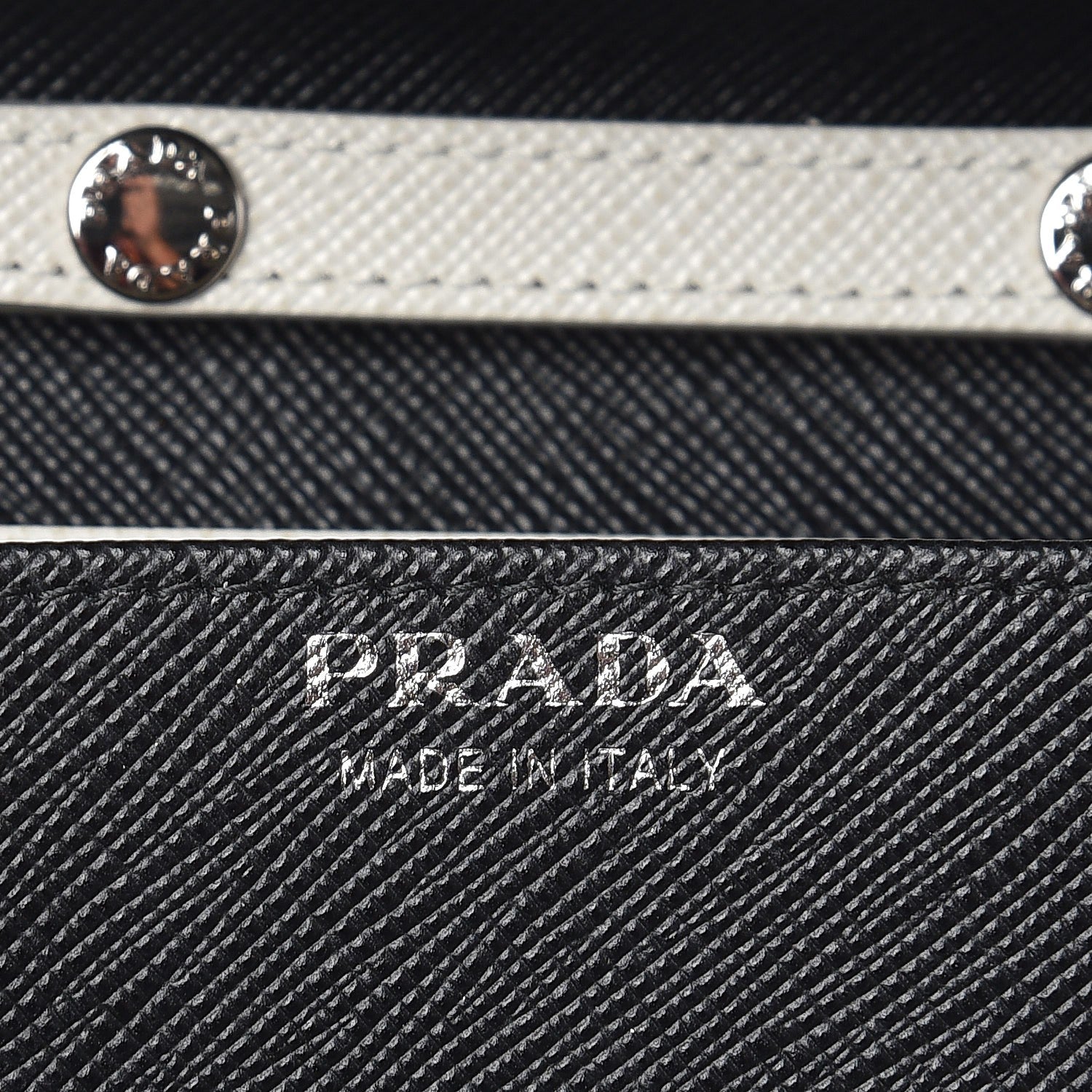 Prada Saffiano Bi-Color Chain Wallet Talco Nero Black 6 of 7