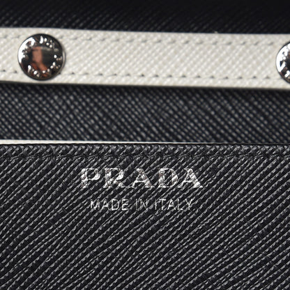 Prada Saffiano Bi-Color Chain Wallet Talco Nero Black 6 of 7