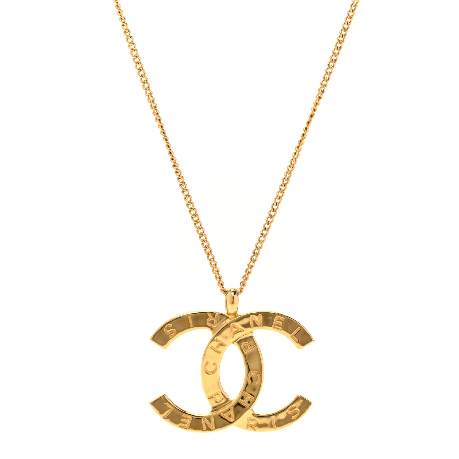 Chanel Metal CC Paris Button Necklace Gold 1 of 6
