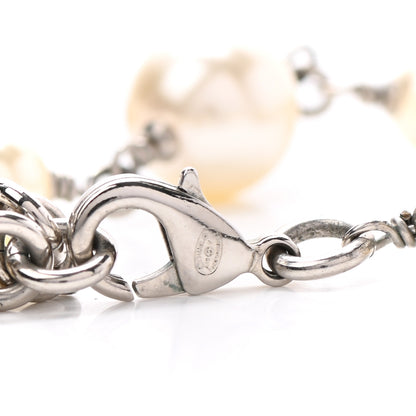 Chanel Crystal Pearl CC Long Necklace Silver 5 of 5