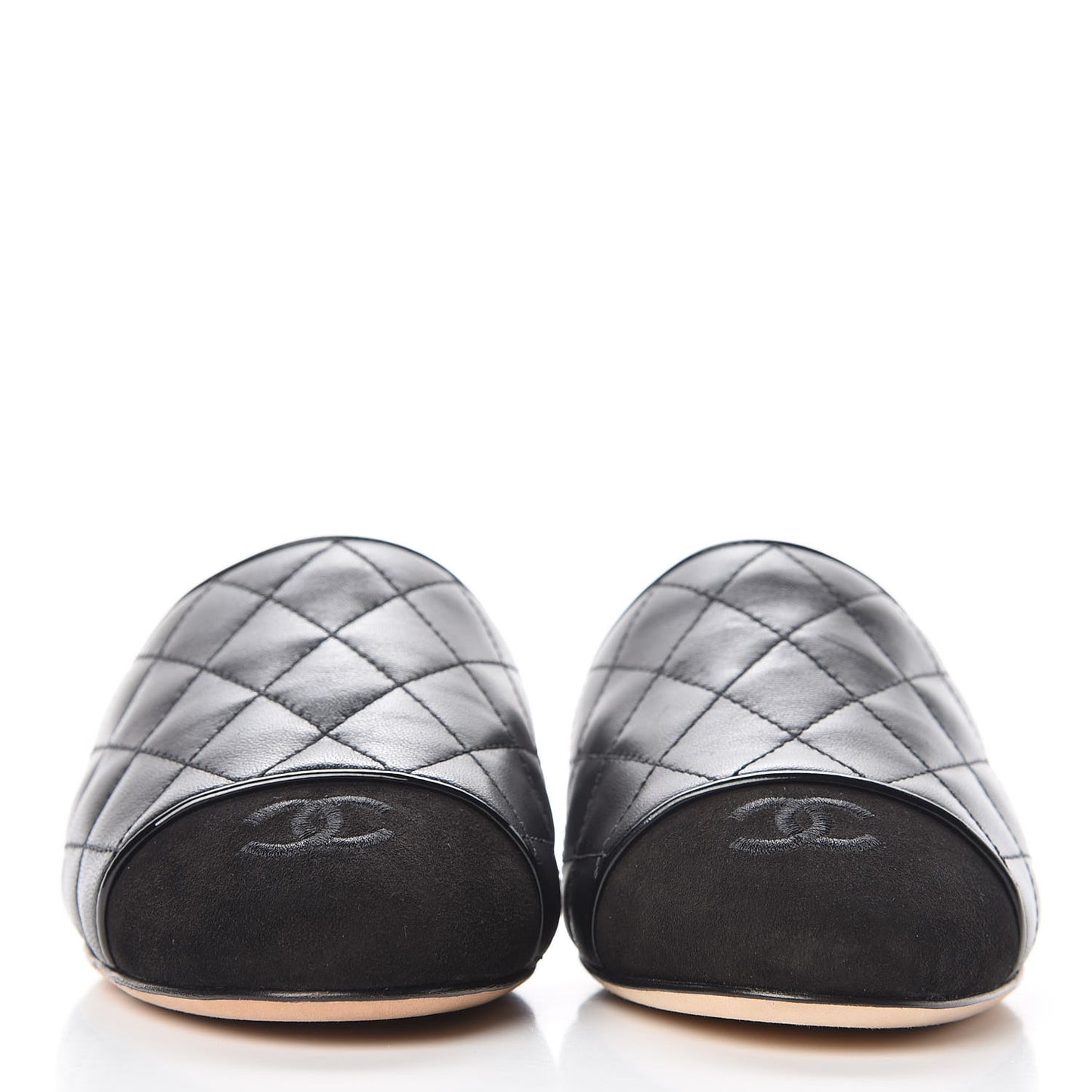 Lambskin Suede Quilted Mules 35 Black