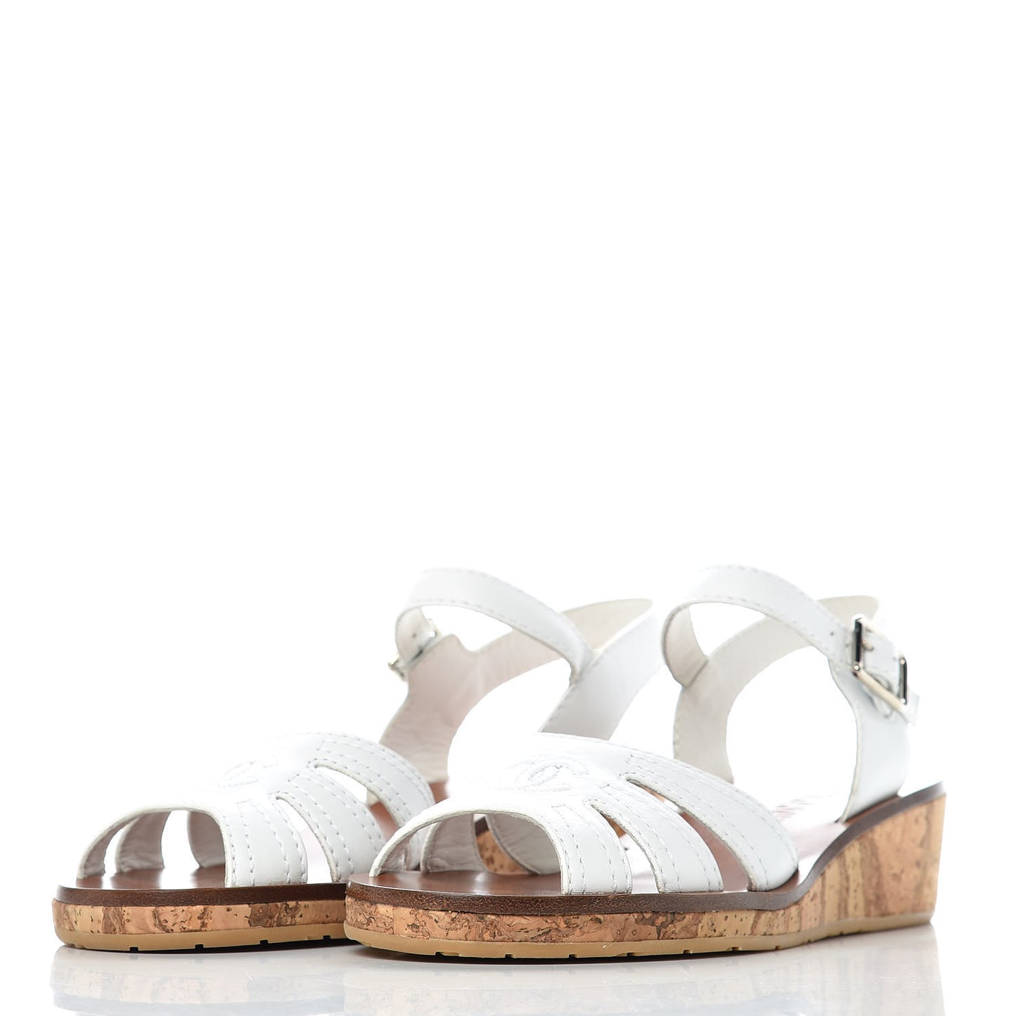 Calfskin Cork CC Sandals 37 White