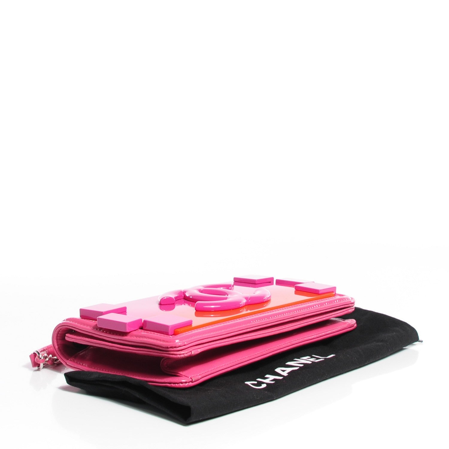 Chanel Plexiglass Patent Small Boy Brick Flap Pink Orange 4 of 8