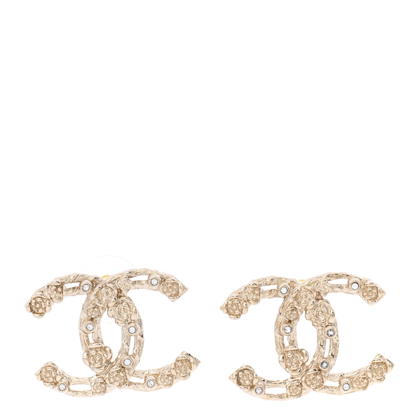 Crystal CC Camellia Earrings Gold