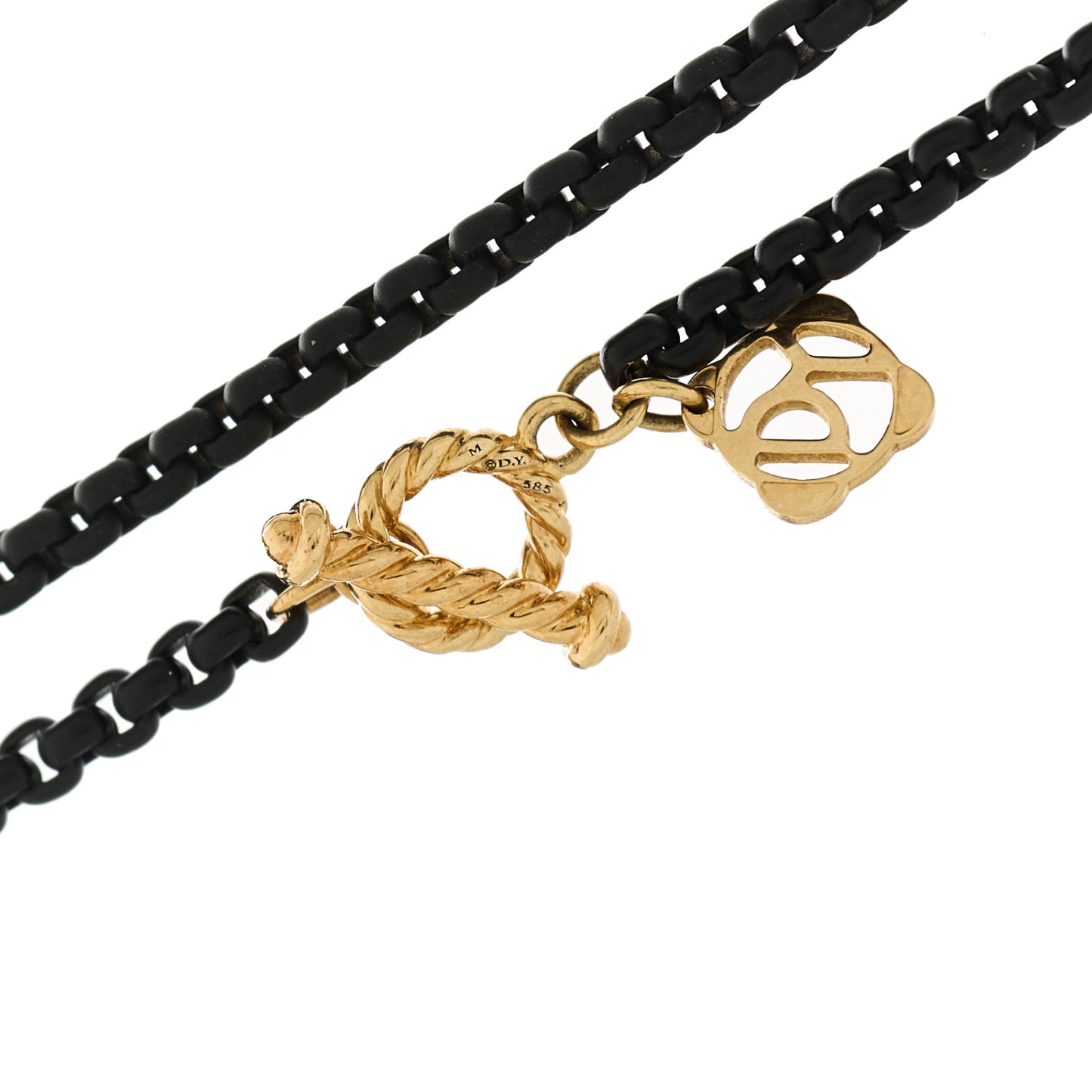 Stainless Steel 14K Yellow Gold Acrylic Bel Aire Chain Necklace Black