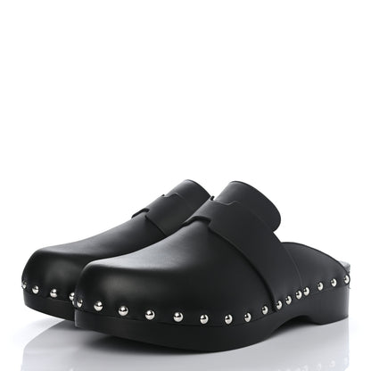 Hermes Calfskin Calya Mules 38 Black 3 of 8
