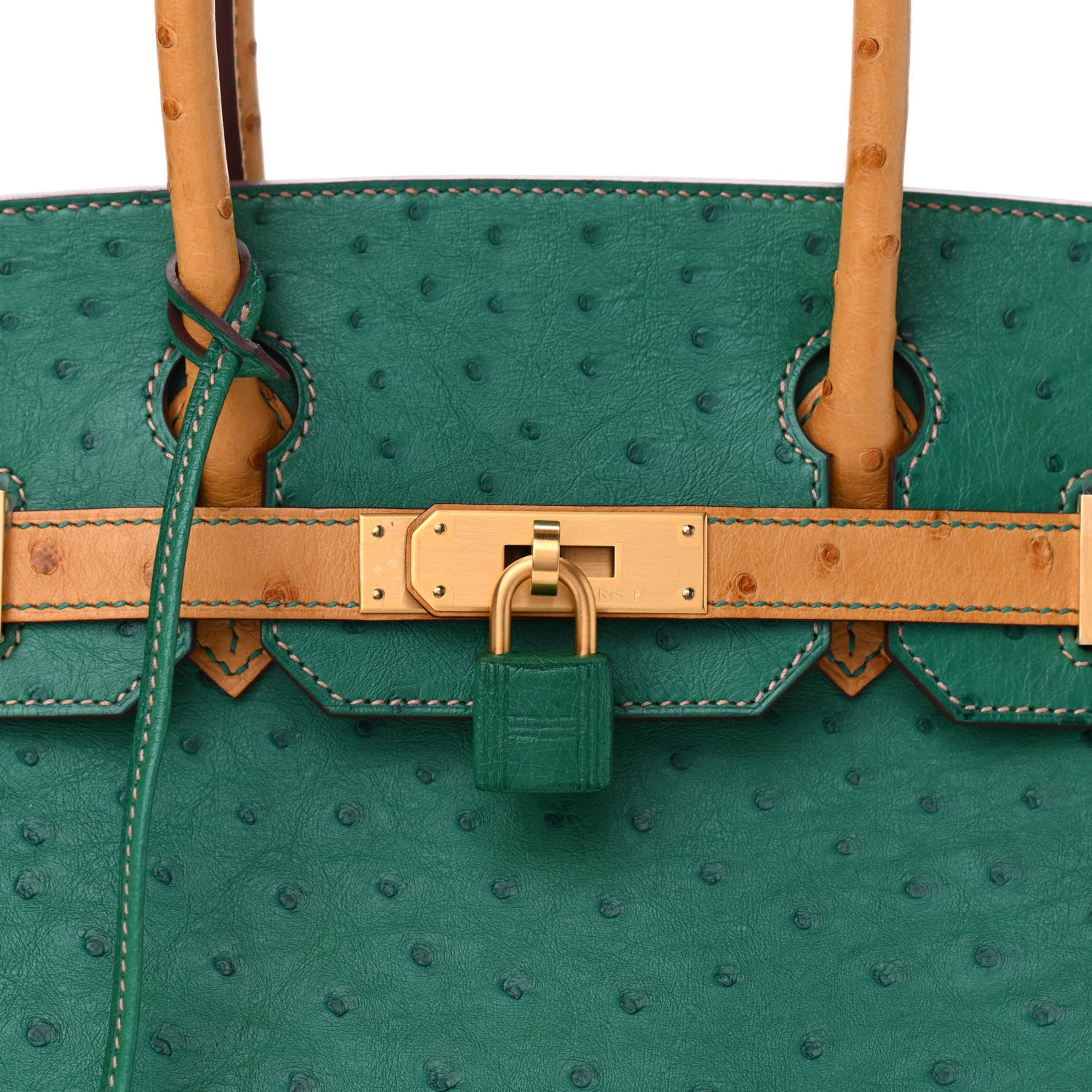 Hermes Ostrich Horseshoe Birkin 30 Vert Vertigo Safran 10 of 10