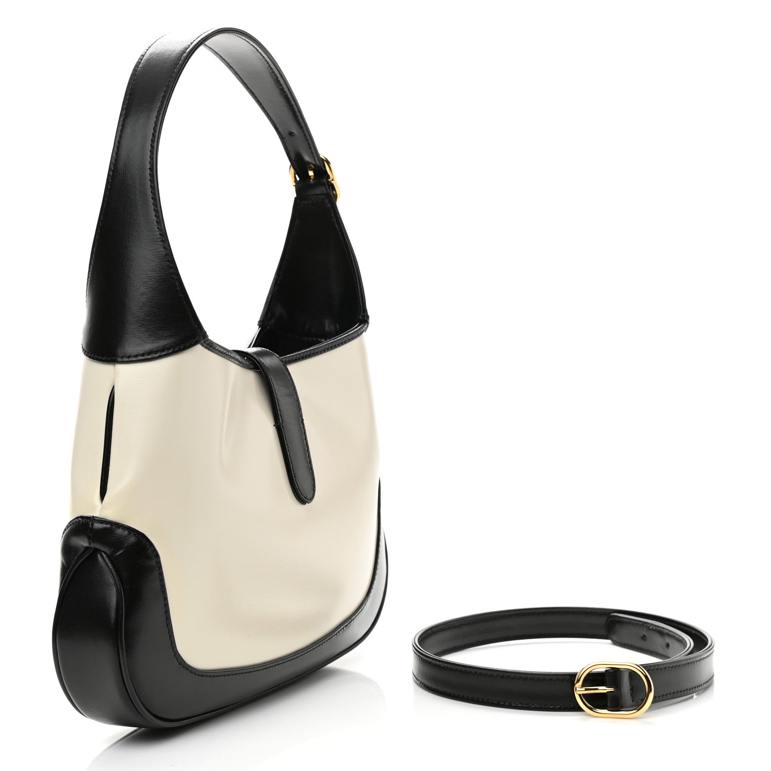 Gucci Boarded Dyana Lux Calfskin Bi-Color Small Jackie 1961 Hobo Mystic White Black 3 of 9
