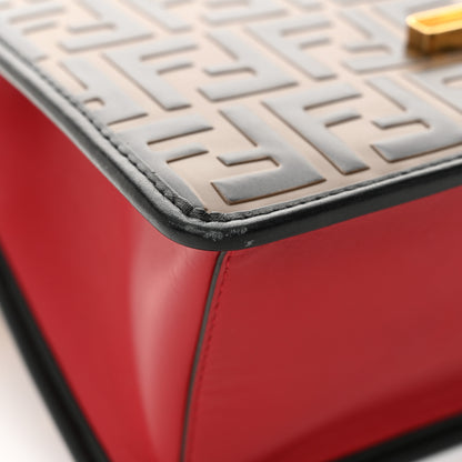 Fendi Vitello Century F is Fendi Bi-Color FF 1974 Embossed Kan I Shoulder Bag Fragola Maya Black 14 of 14