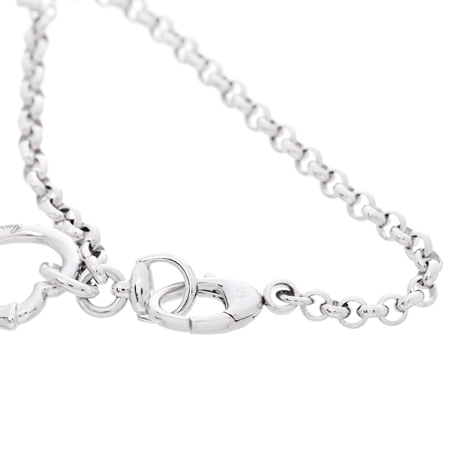 Gucci Sterling Silver Bamboo Heart Charm Bracelet 4 of 4
