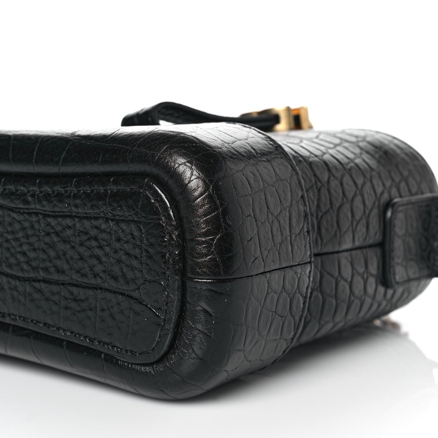 Calfskin Crocodile Embossed Small Gabrielle Cocodile Hobo Black