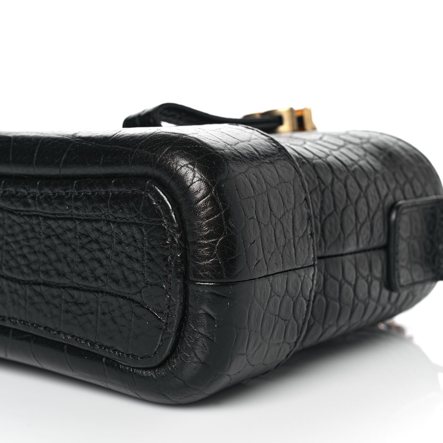 Chanel Calfskin Crocodile Embossed Small Gabrielle Cocodile Hobo Black 9 of 10