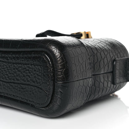Chanel Calfskin Crocodile Embossed Small Gabrielle Cocodile Hobo Black 9 of 10