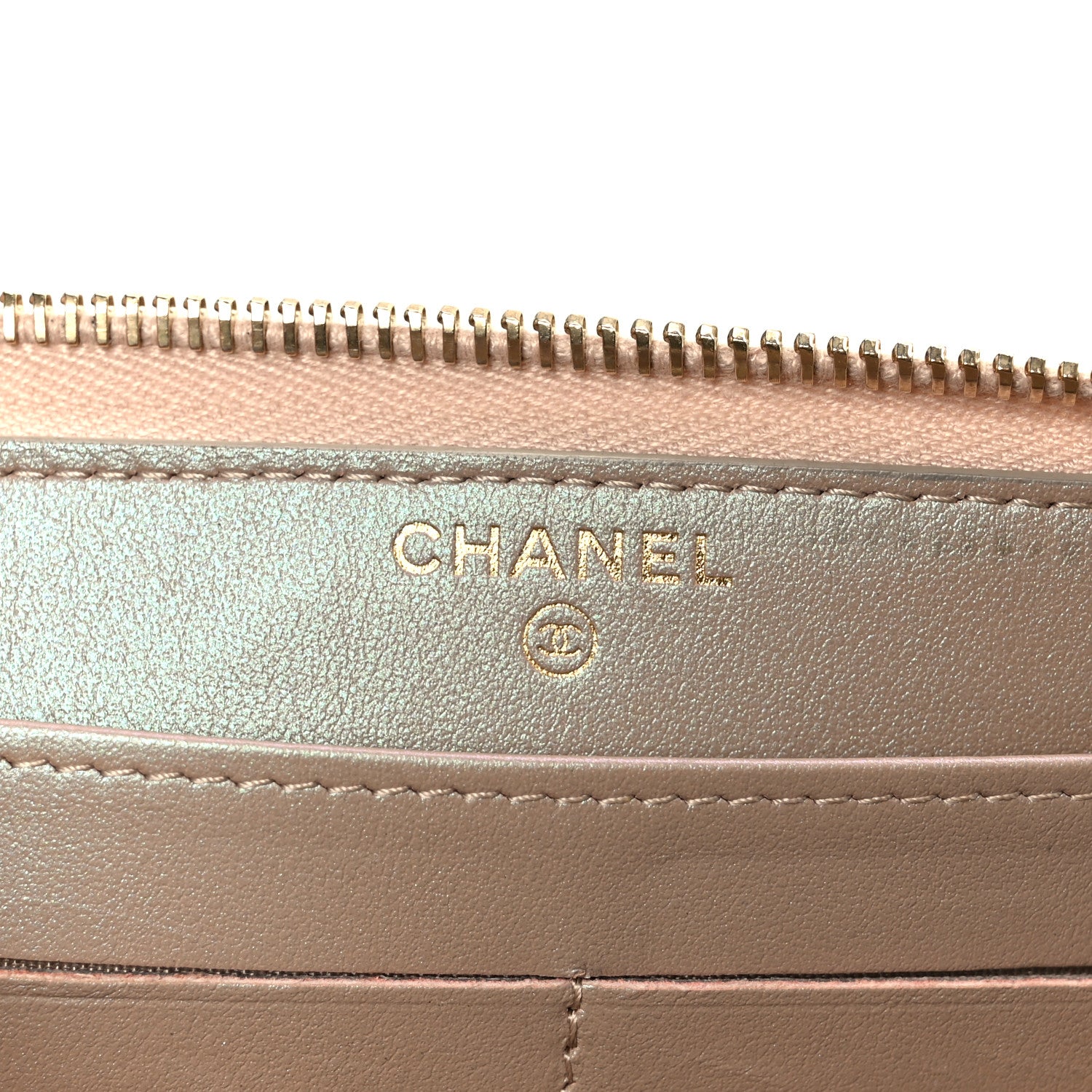Chanel Iridescent Caviar Quilted Large Gusset Zip Around Wallet Beige 6 of 9