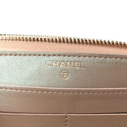 Chanel Iridescent Caviar Quilted Large Gusset Zip Around Wallet Beige 6 of 9