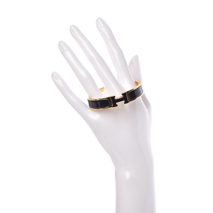 Hermes Enamel Narrow Clic Clac H Bracelet GM Black 2 of 4