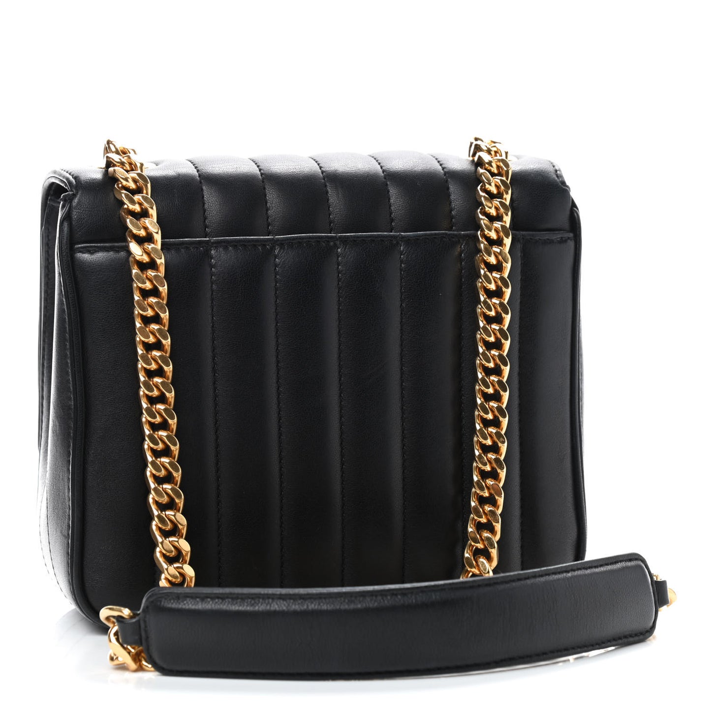 Lambskin Matelasse Monogram Medium Vicky Chain Bag Black