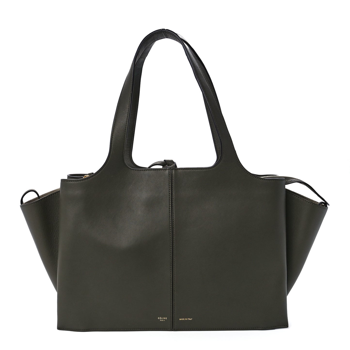 Supple Natural Calfskin Medium Tri-Fold Bag Stone