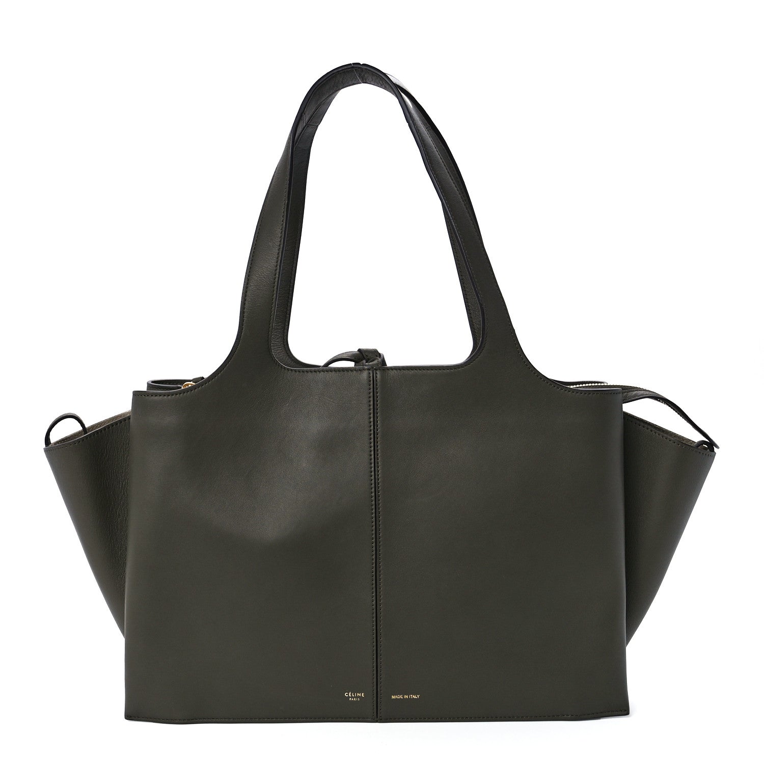 Celine Supple Natural Calfskin Medium Tri-Fold Bag Stone 1 of 13
