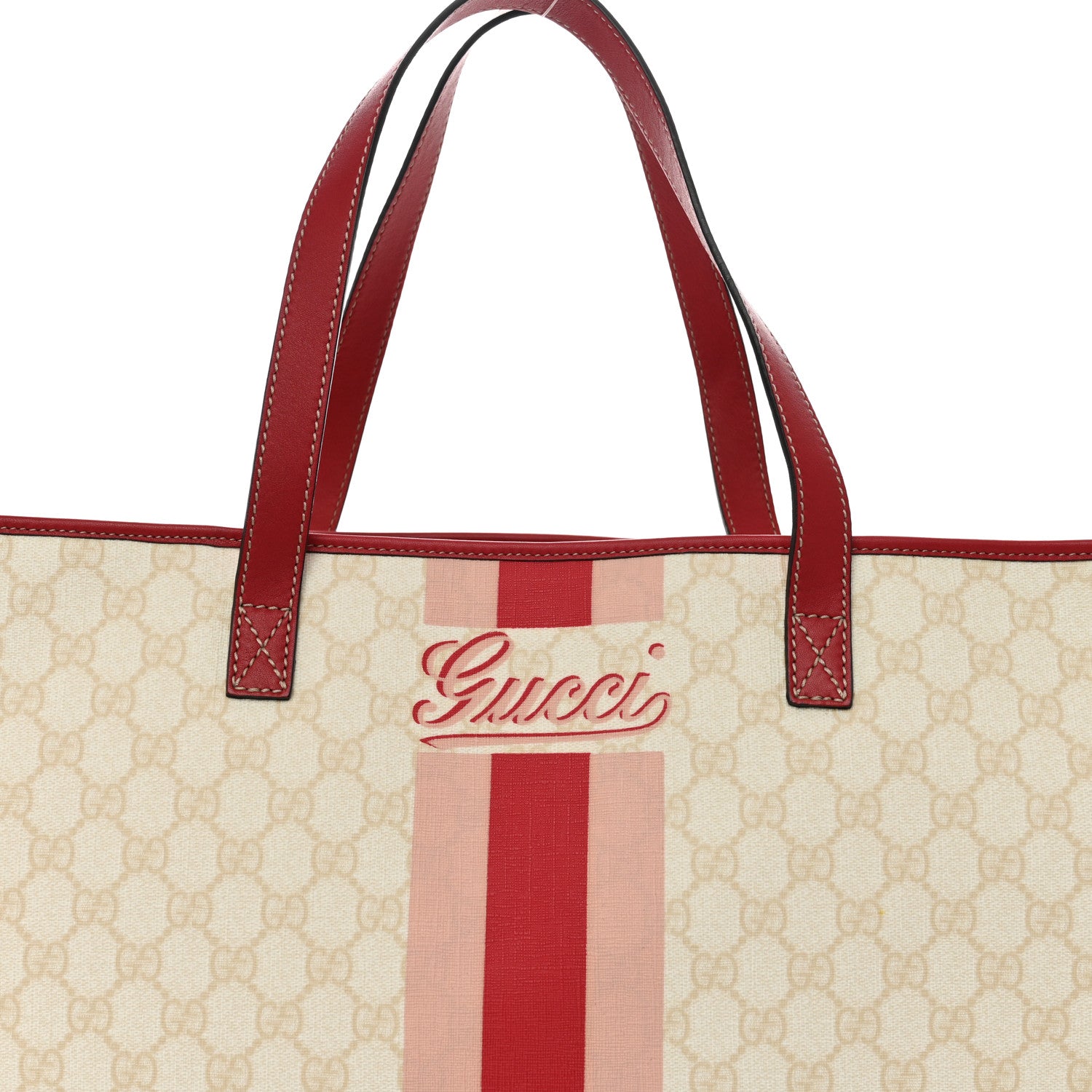 Gucci GG Plus Monogram Web Stripe Large Joy Tote Red 5 of 10