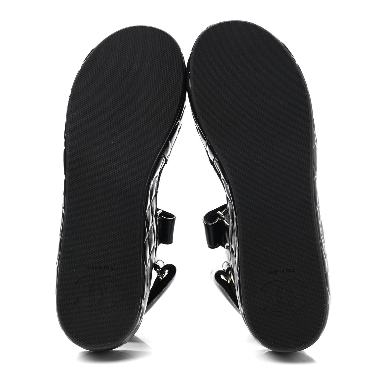 Chanel Shiny Calfskin Logo Platform Sandals 38 Black 6 of 9