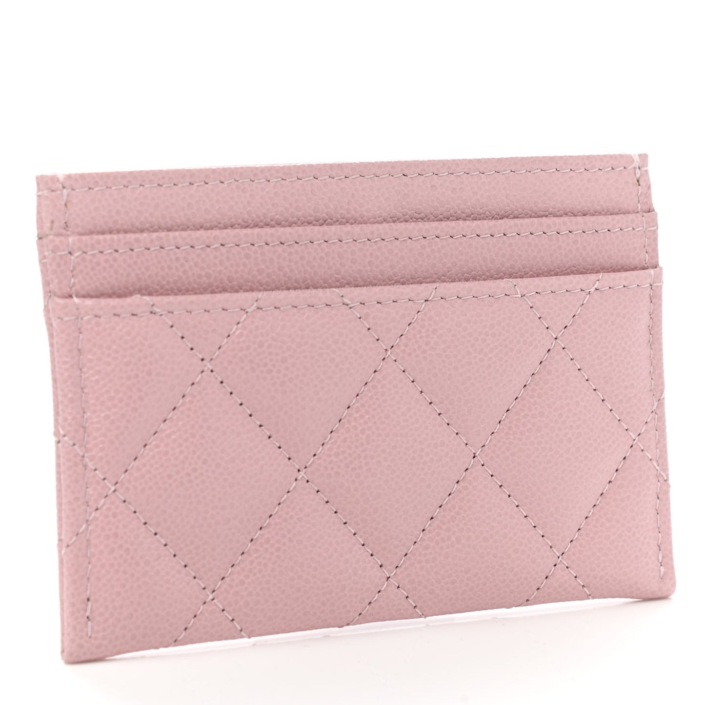Caviar Quilted Studded CC Card Holder Light Pink