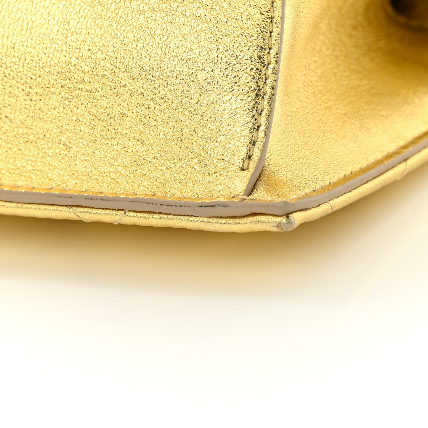 Metallic Calfskin Quilted Knuckle Shoulder Bag Gold