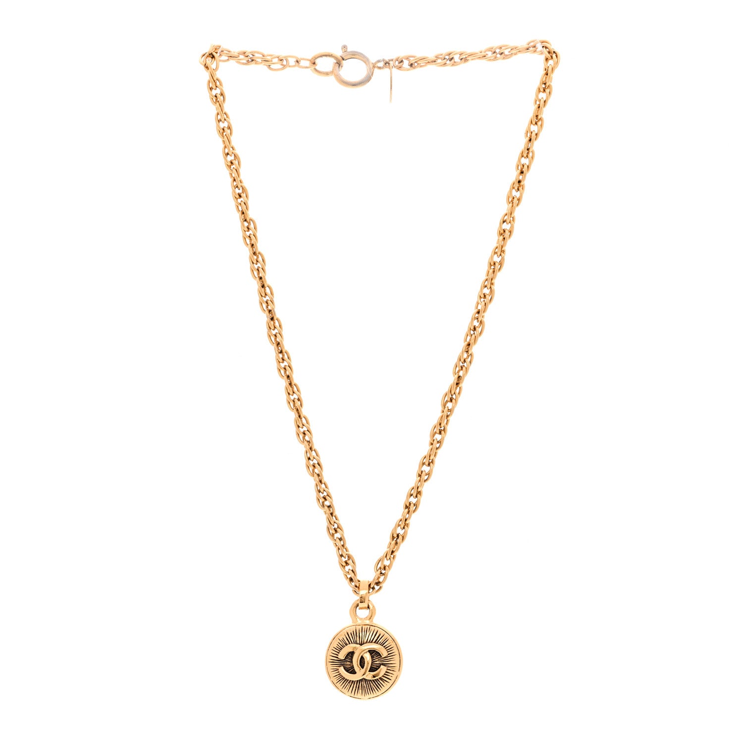 Chanel CC Pendant Necklace Gold 3 of 7