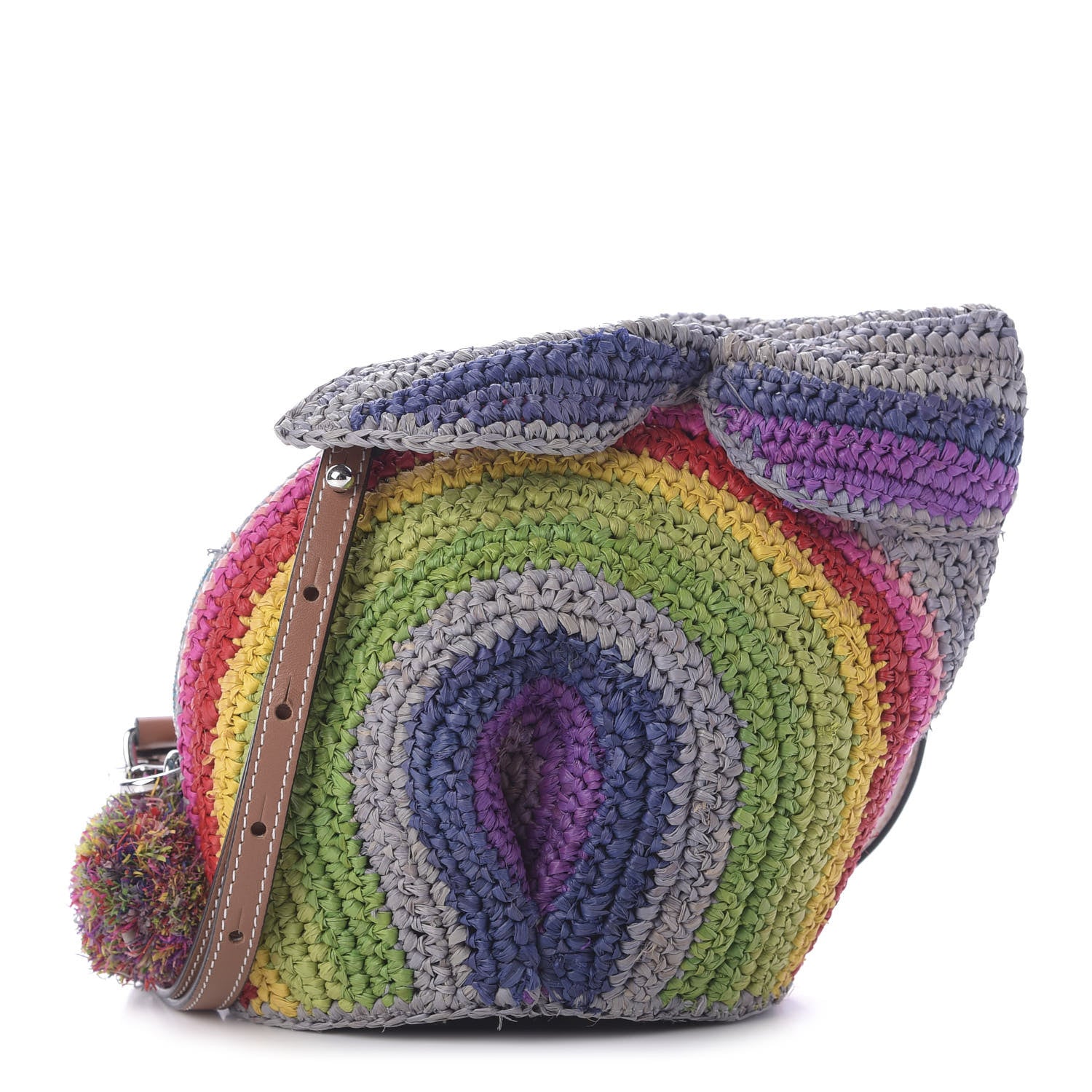 Loewe Raffia Rainbow Mini Bunny Crossbody Bag Tan 1 of 8