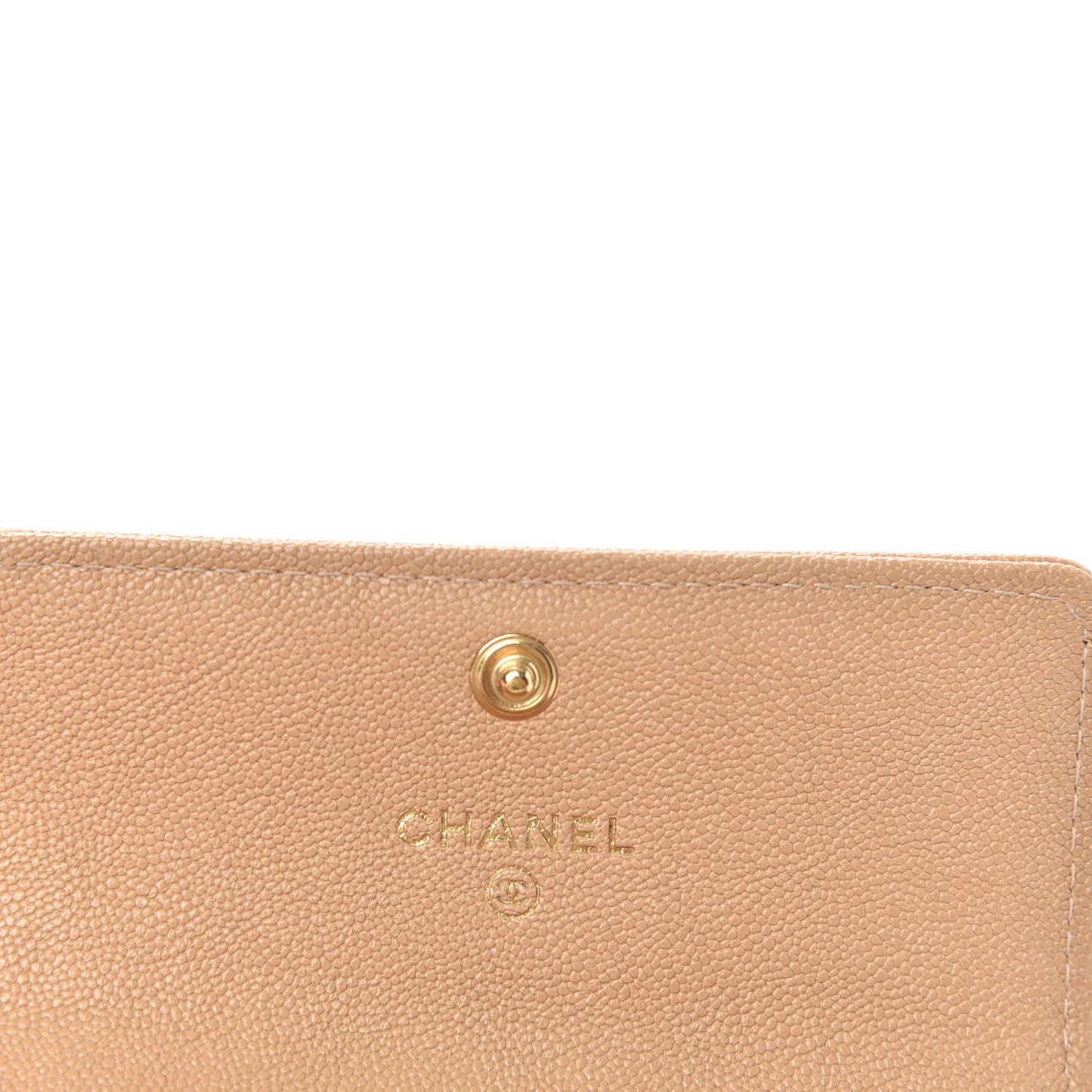 Caviar Quilted Boy Card Holder Wallet Beige