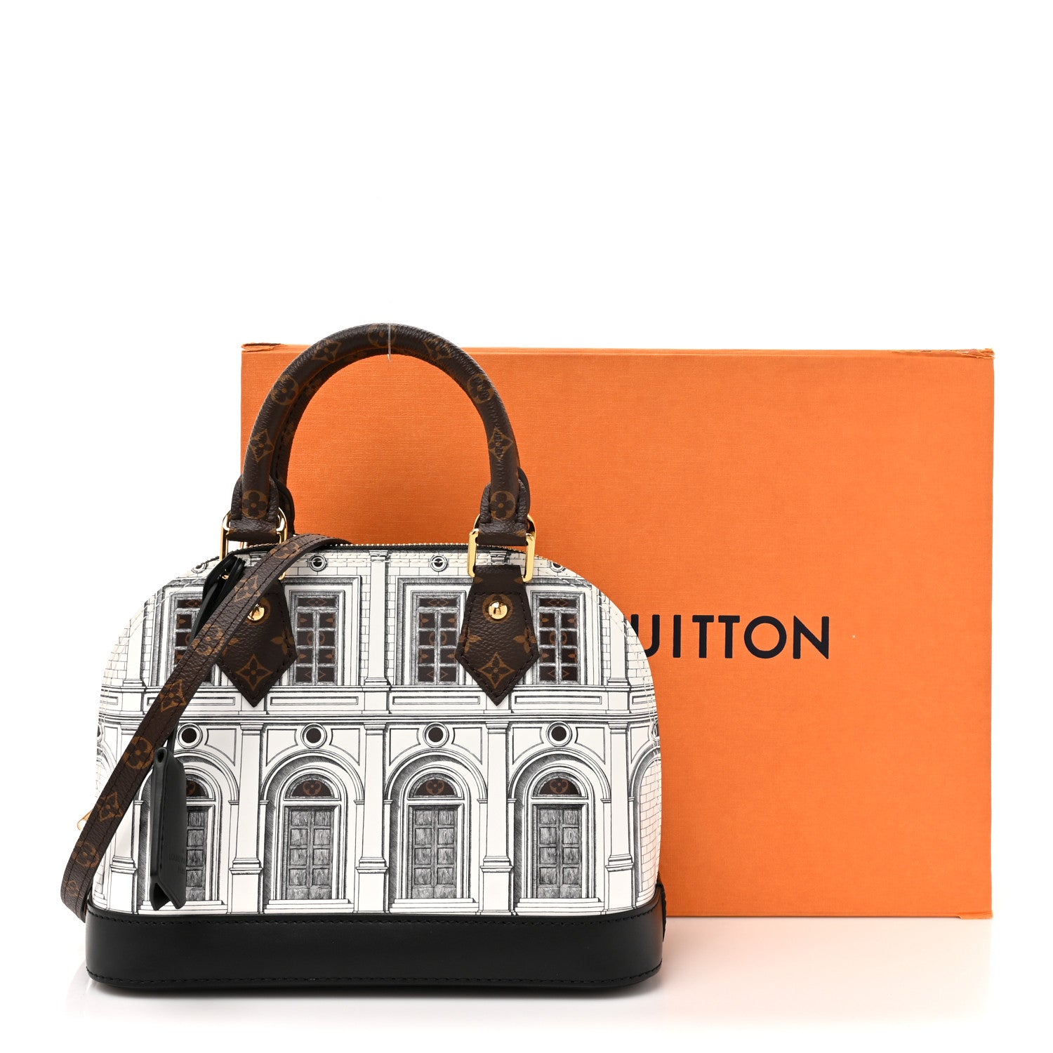Louis Vuitton X FORNASETTI Calfskin Architettura Alma BB Black White 10 of 10