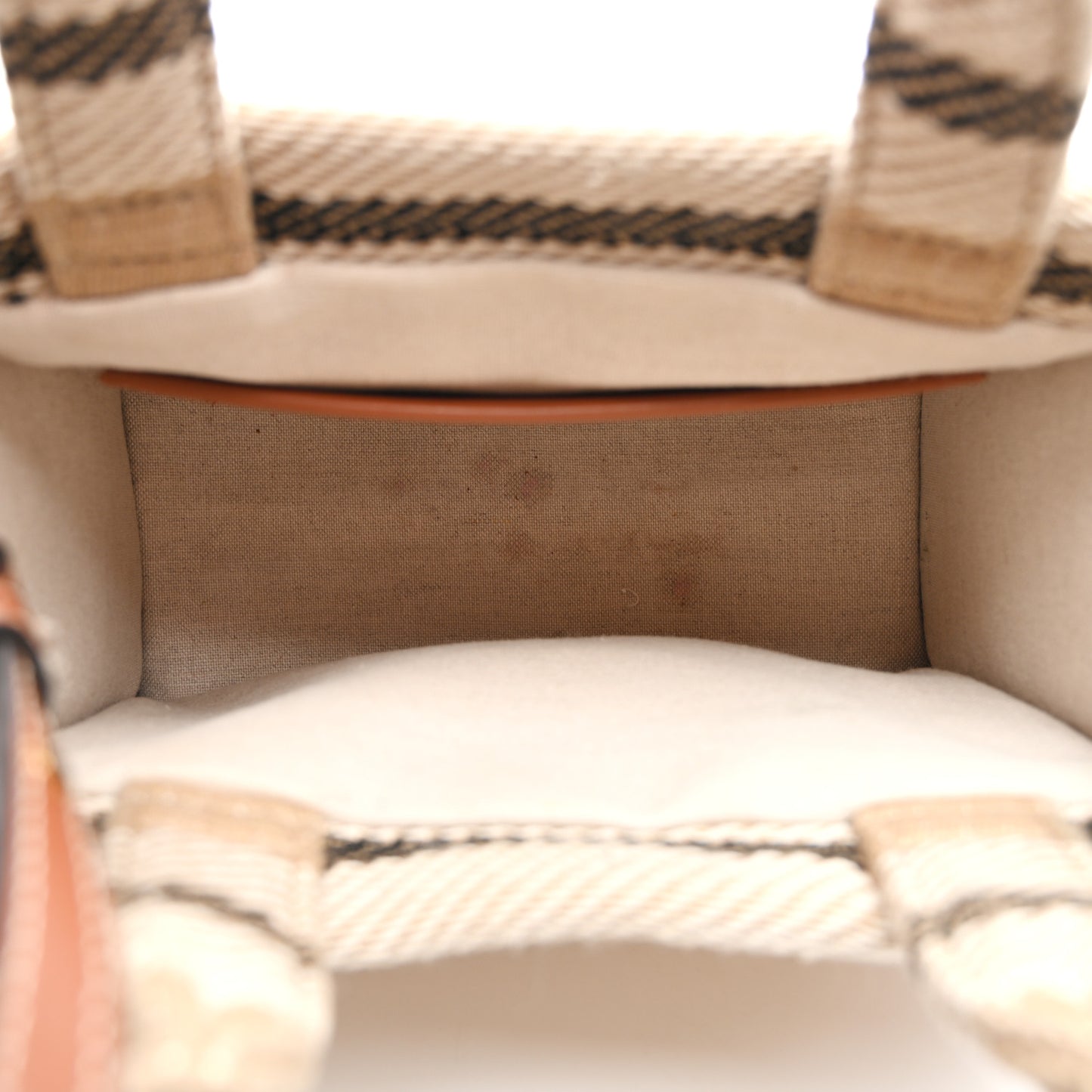Stripe Triomphe Small Cabas Beige Black