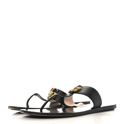 Gucci Calfskin GG Marmont Thong Sandals 38.5 Black 4 of 11