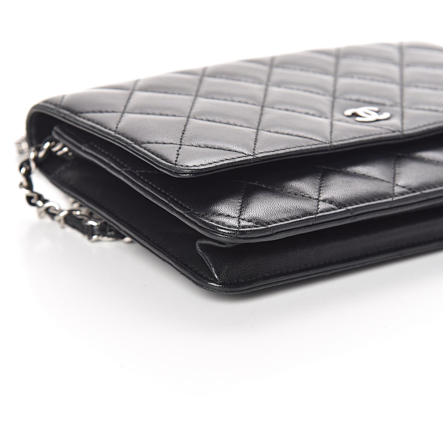 Lambskin Quilted Wallet On Chain WOC Black