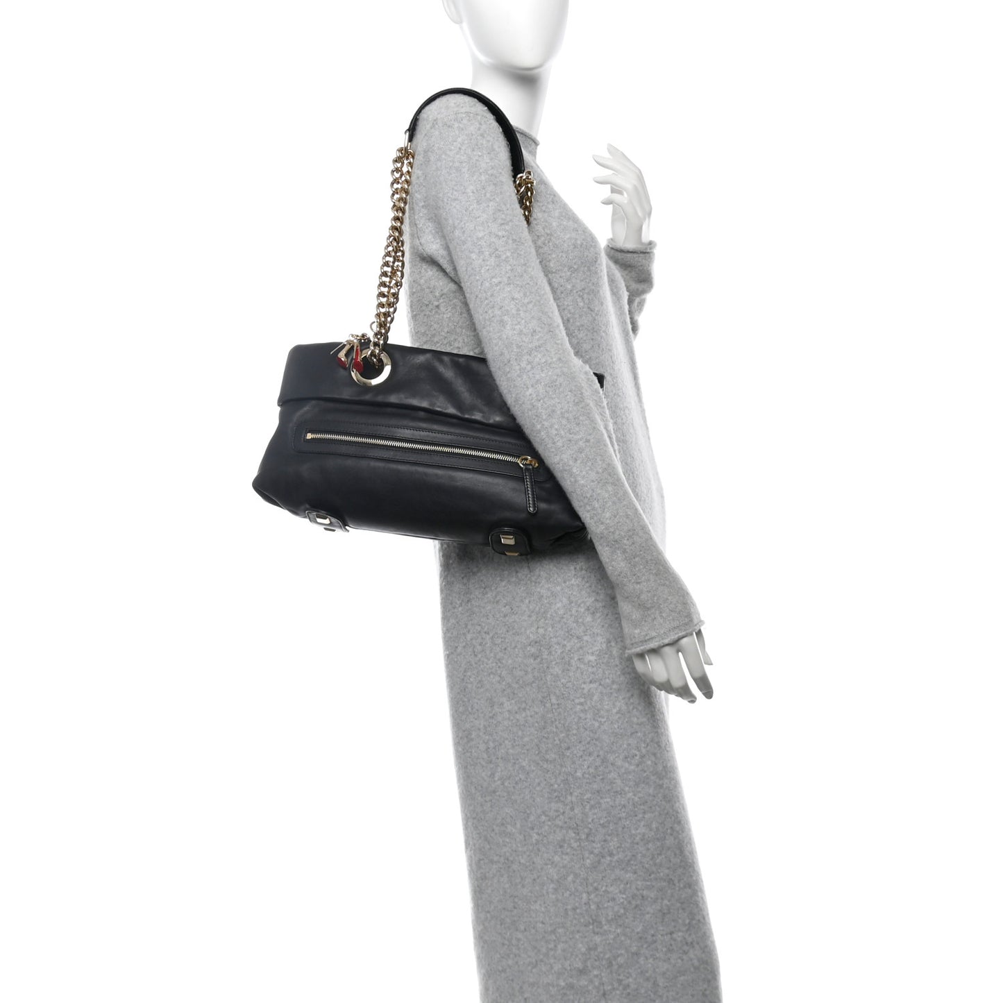 Calfskin Chain Shoulder Bag Black