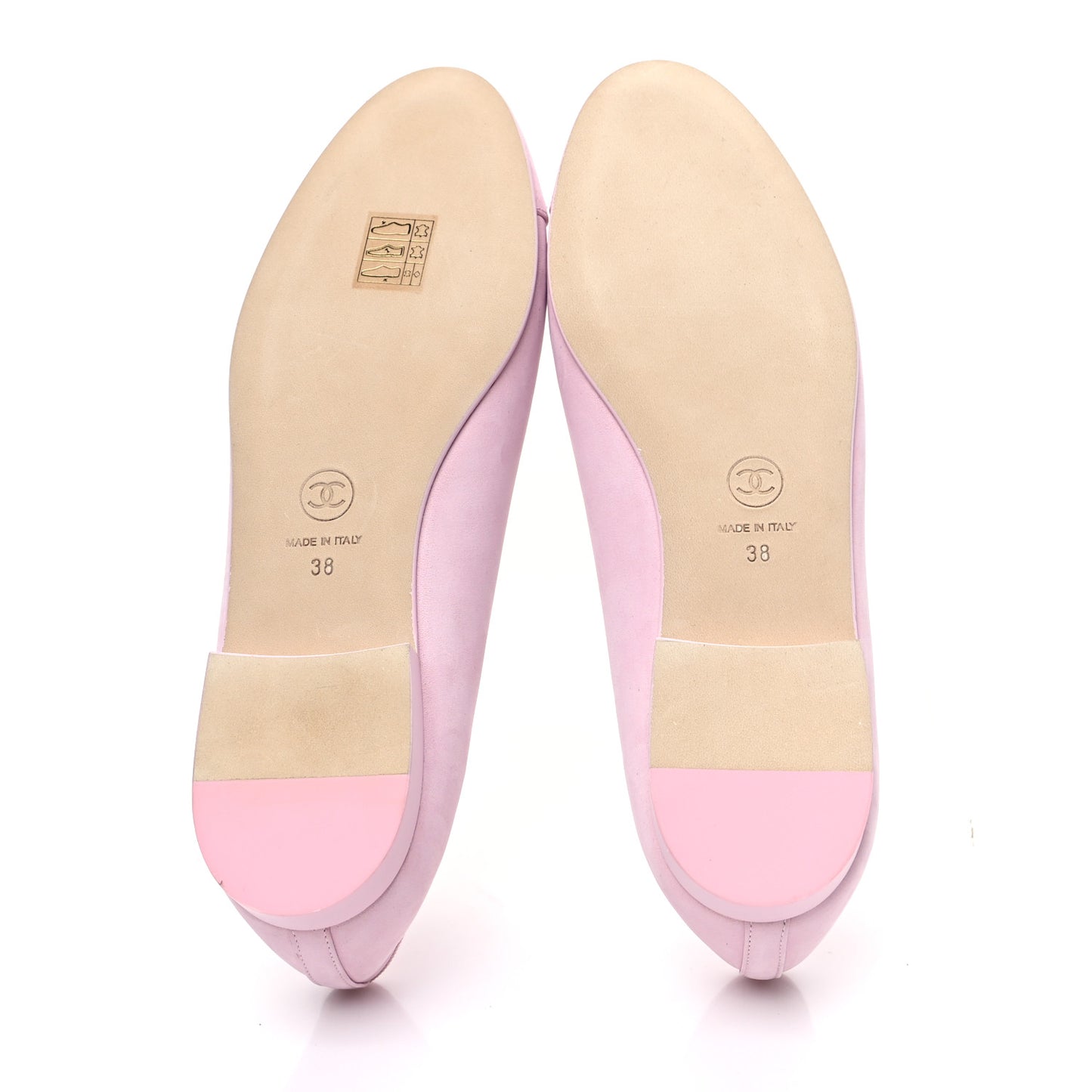 Suede Calfskin Cap Toe CC Ballerina Flats 38 Light Pink