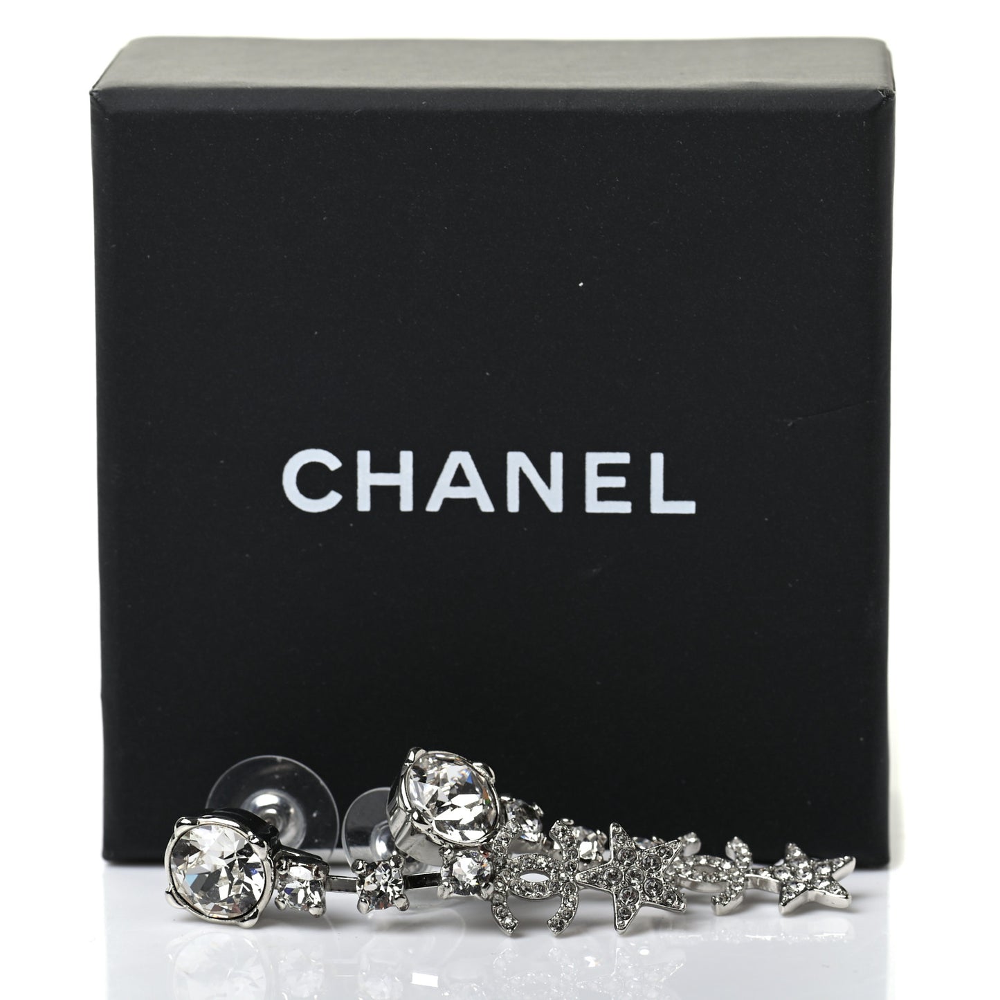 Crystal Starfall Drop CC Earrings Silver