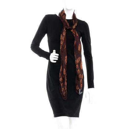Alexander McQueen Silk Chiffon Skull Scarf Dark Brown 2 of 8