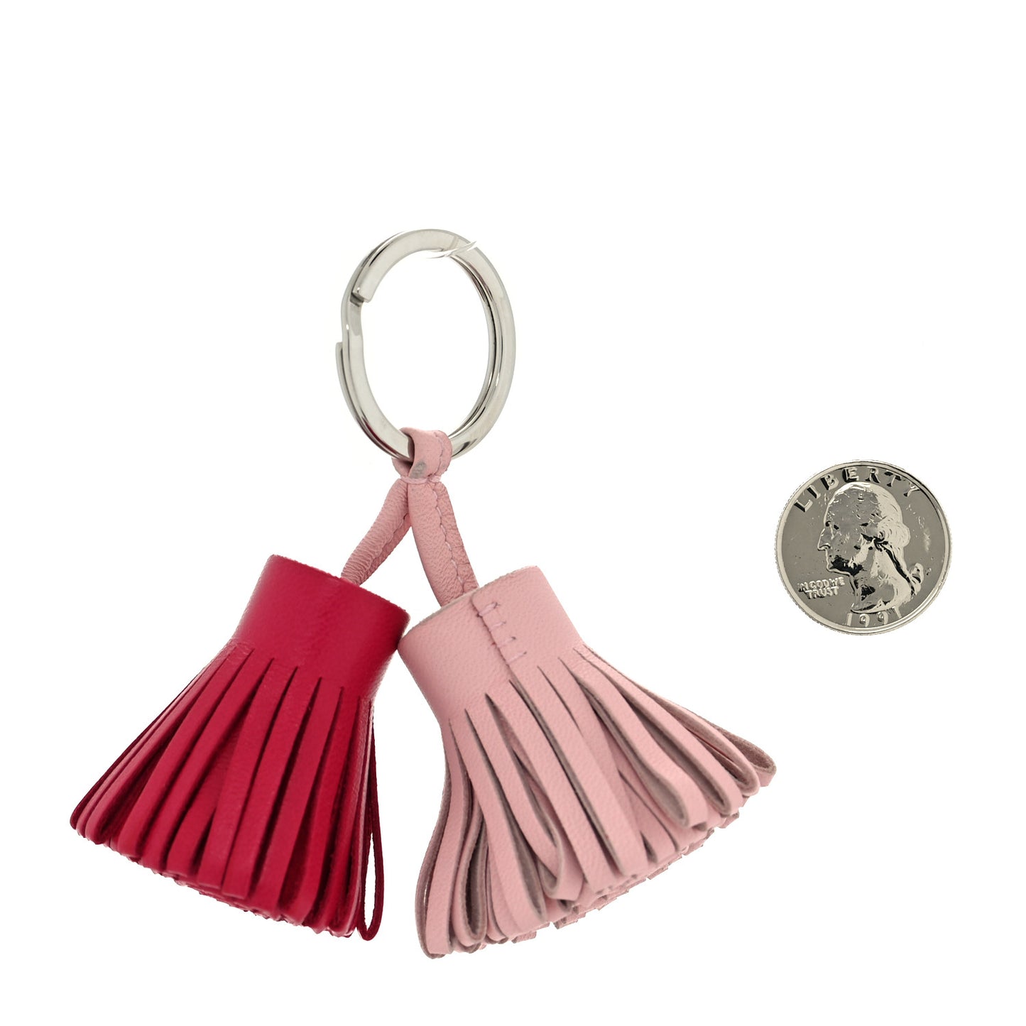 Lambskin Carmen Uno-Dos Key Holder Rose Sakura Framboise