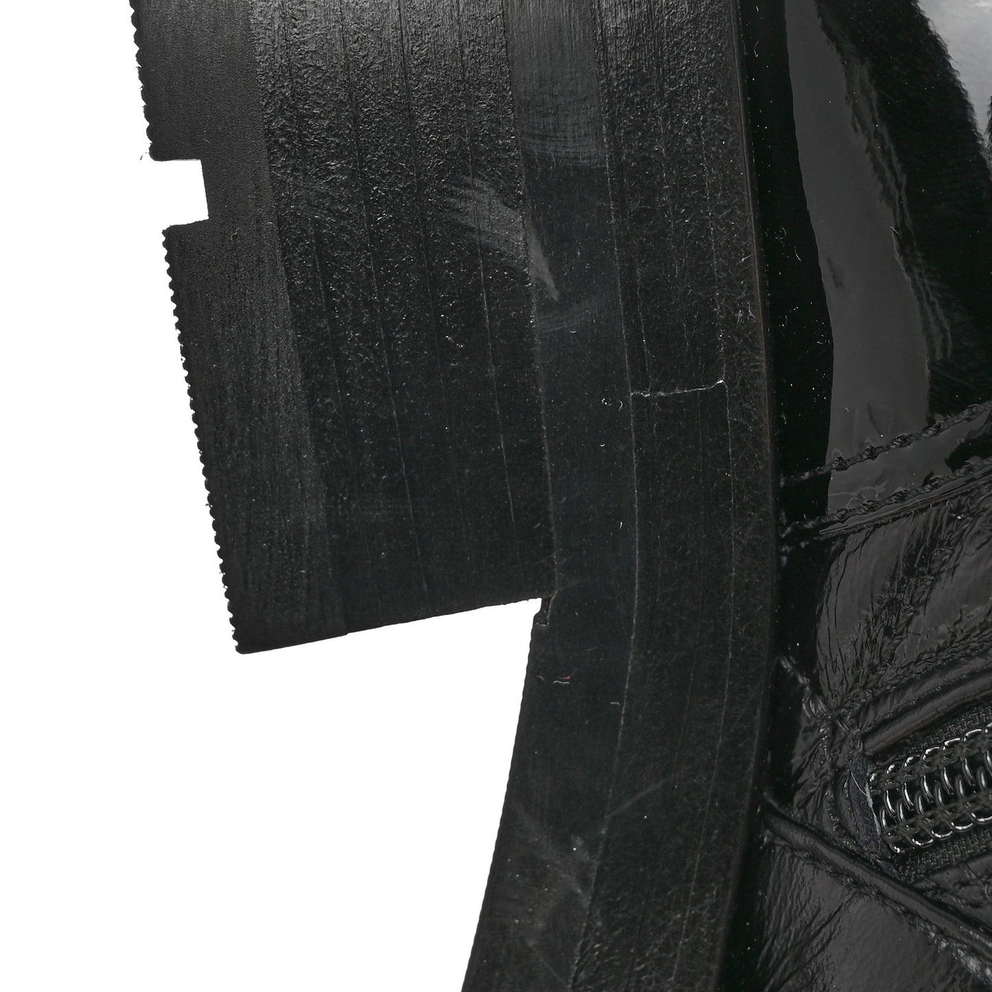 Shiny Calfskin Patent Quilted Chain Lace Up Combat Boots 39 Black