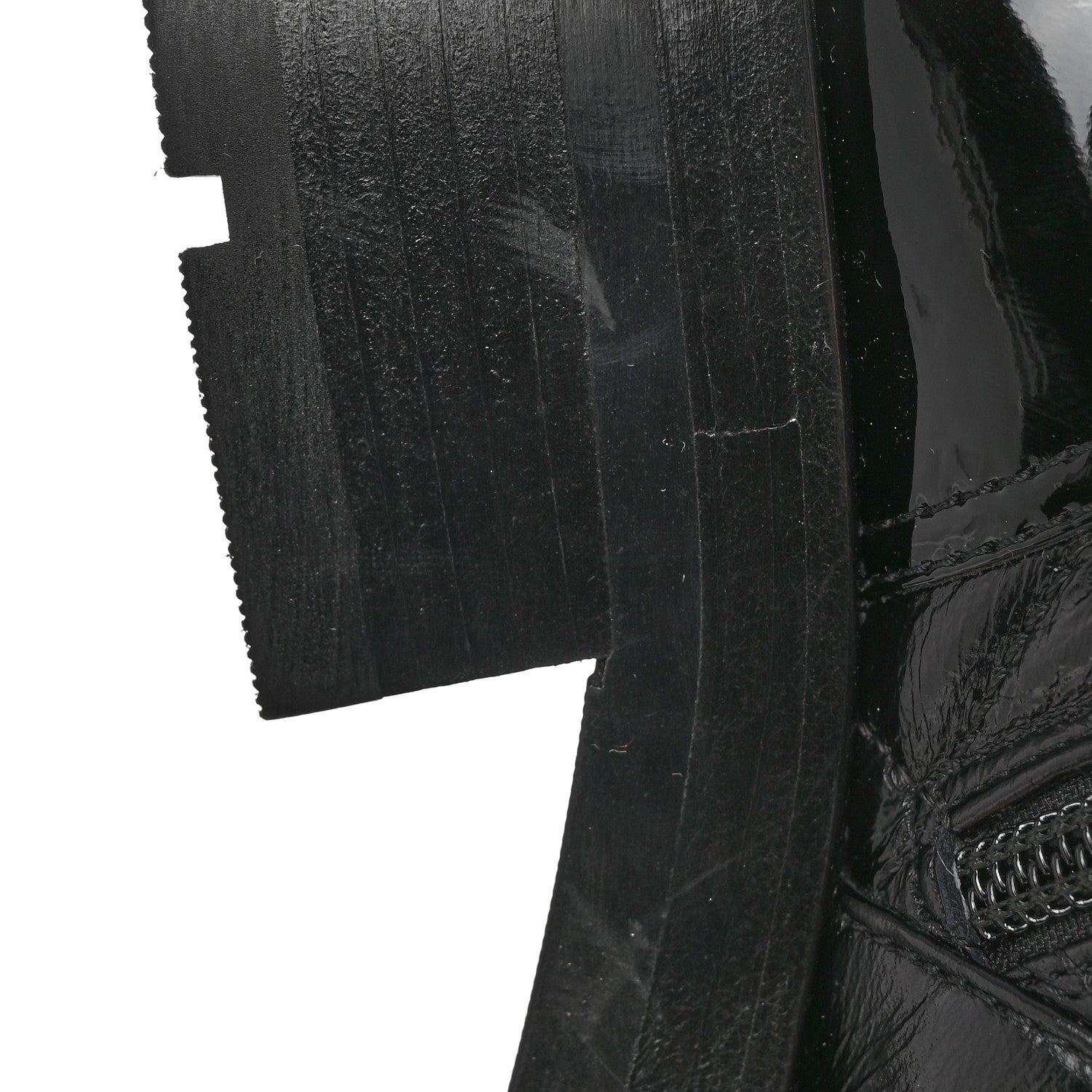 Chanel Shiny Calfskin Patent Quilted Chain Lace Up Combat Boots 39 Black 9 of 11
