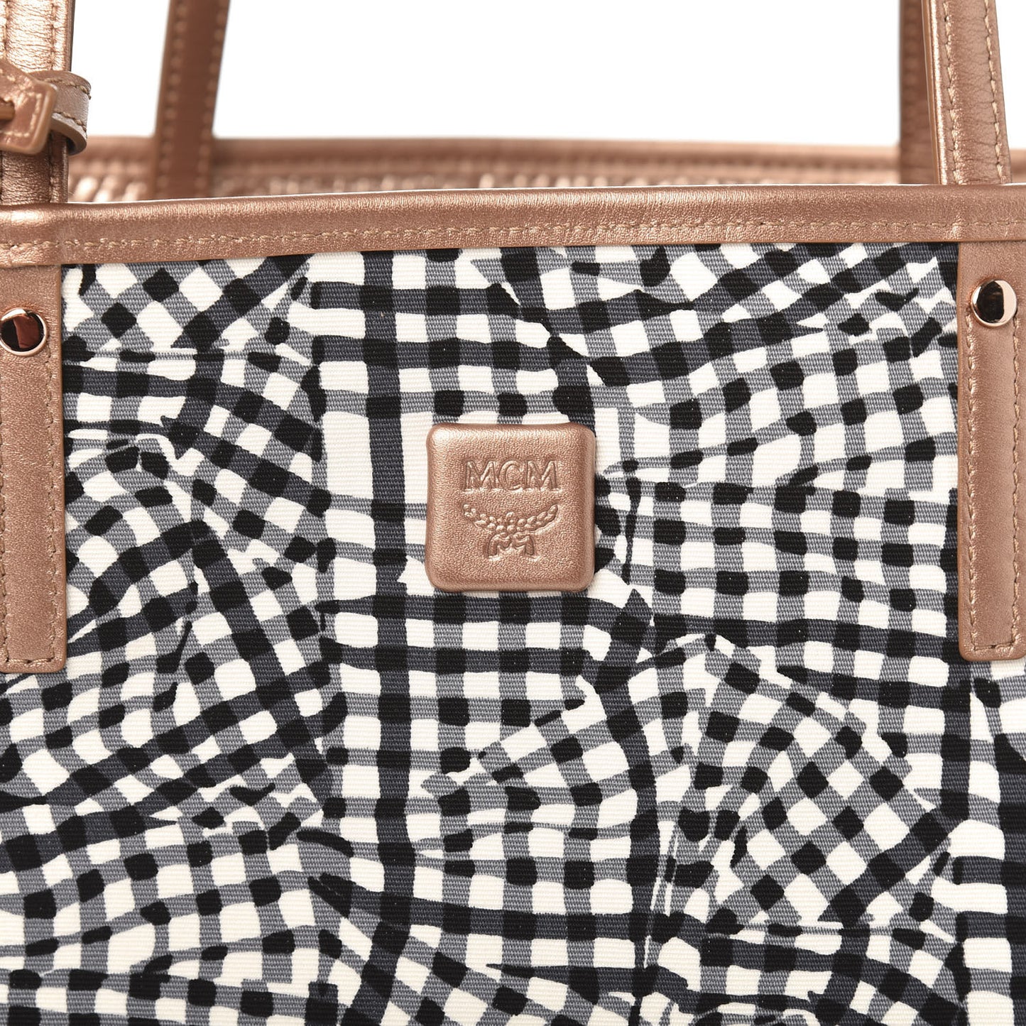 Metallic Visetos Medium Reversible Shopper Tote Champagne Gold